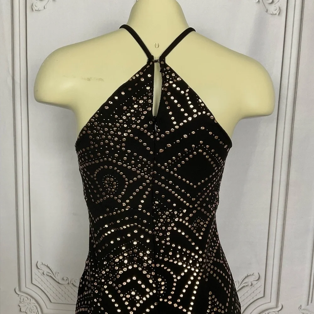 Jump Apparel Black & Gold Bronze Mermaid Style Halter Evening Gown Women 1 / 2 - Picture 4 of 8